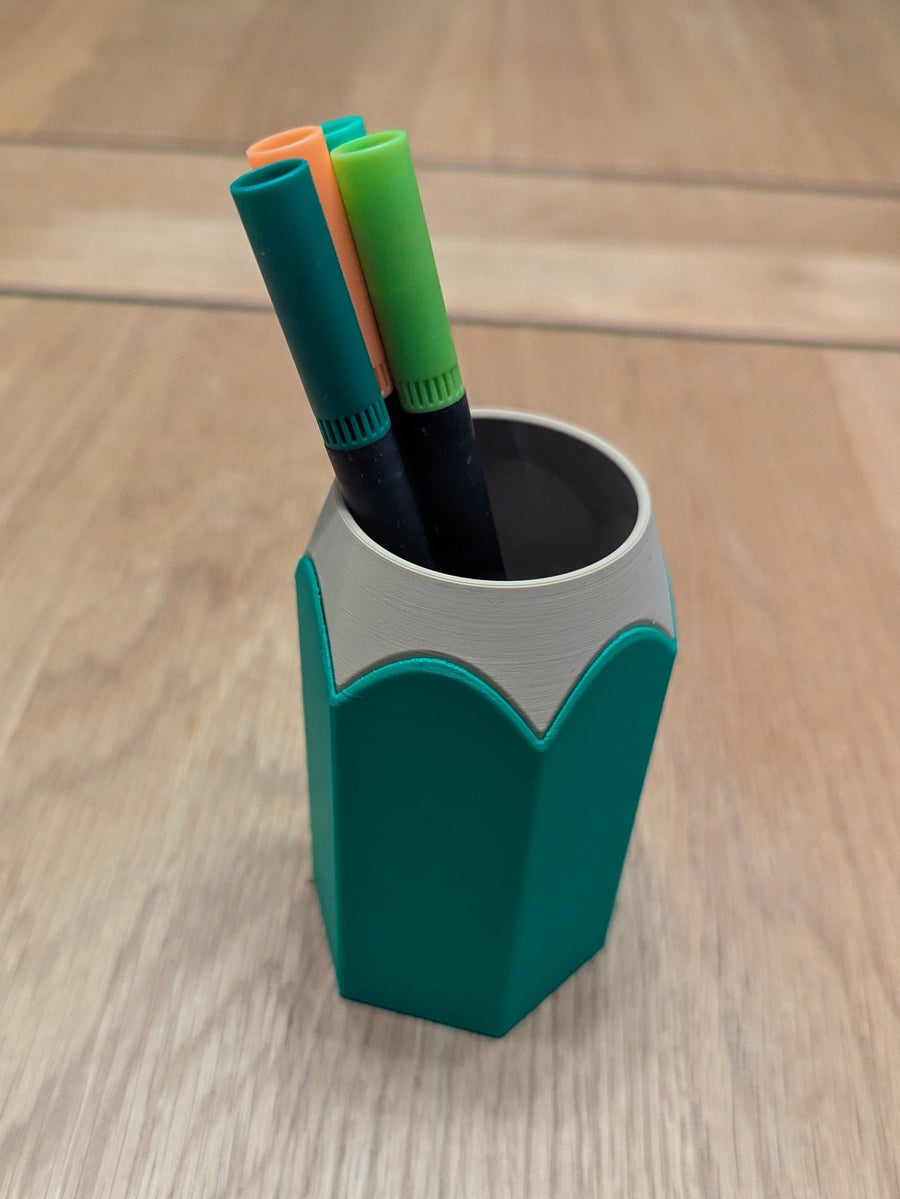 Pencil shaped pencil pot